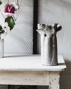 Rustic white floating petal vases handcrafted by clay beehive ceramics
