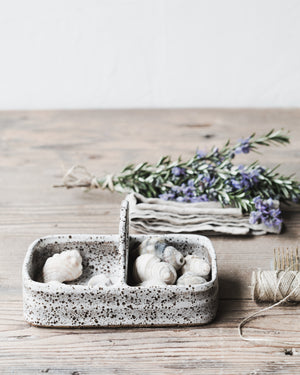 Rustic speckled Boxes/Trays with handles and compartments