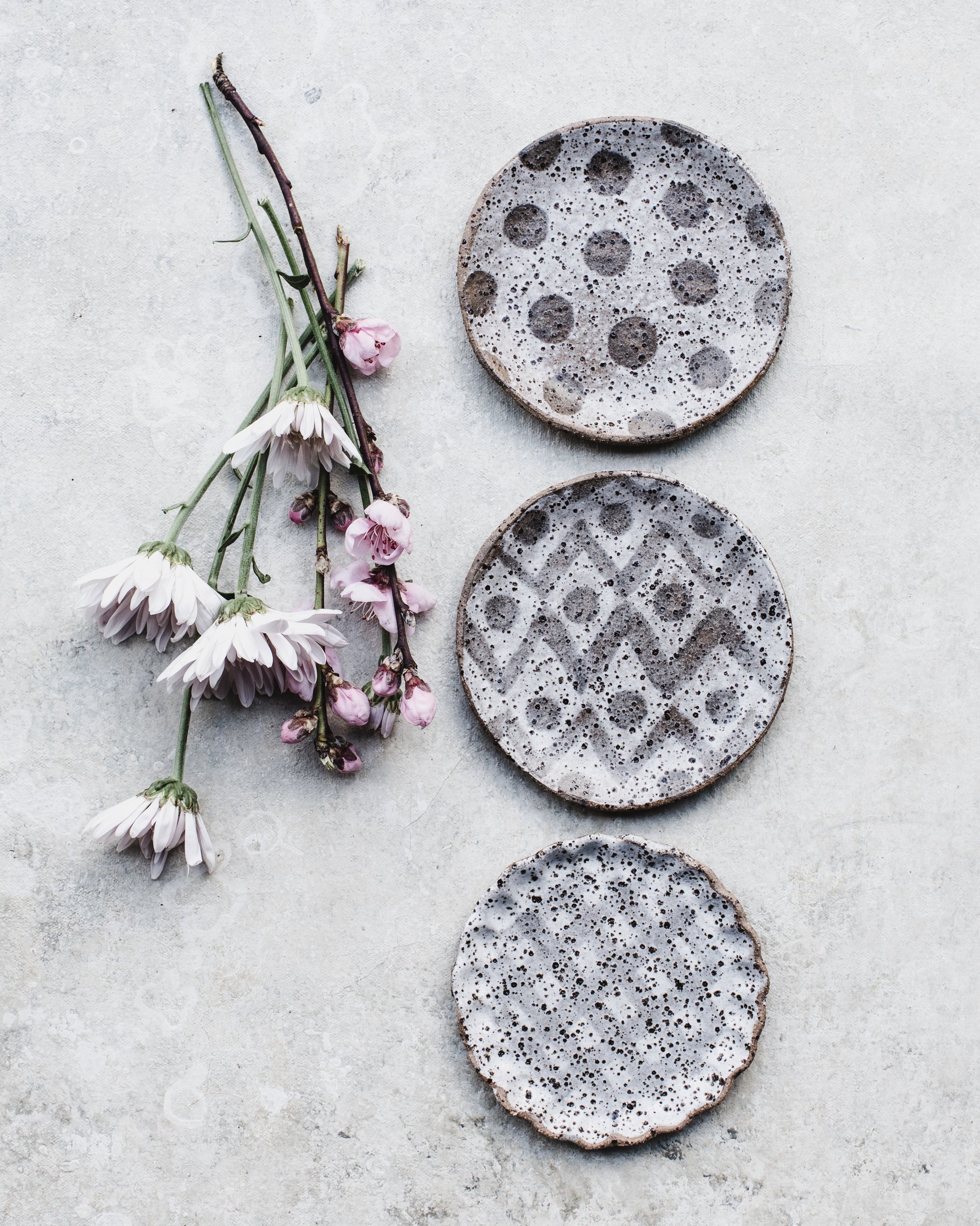 Small rustic gritty treat plates