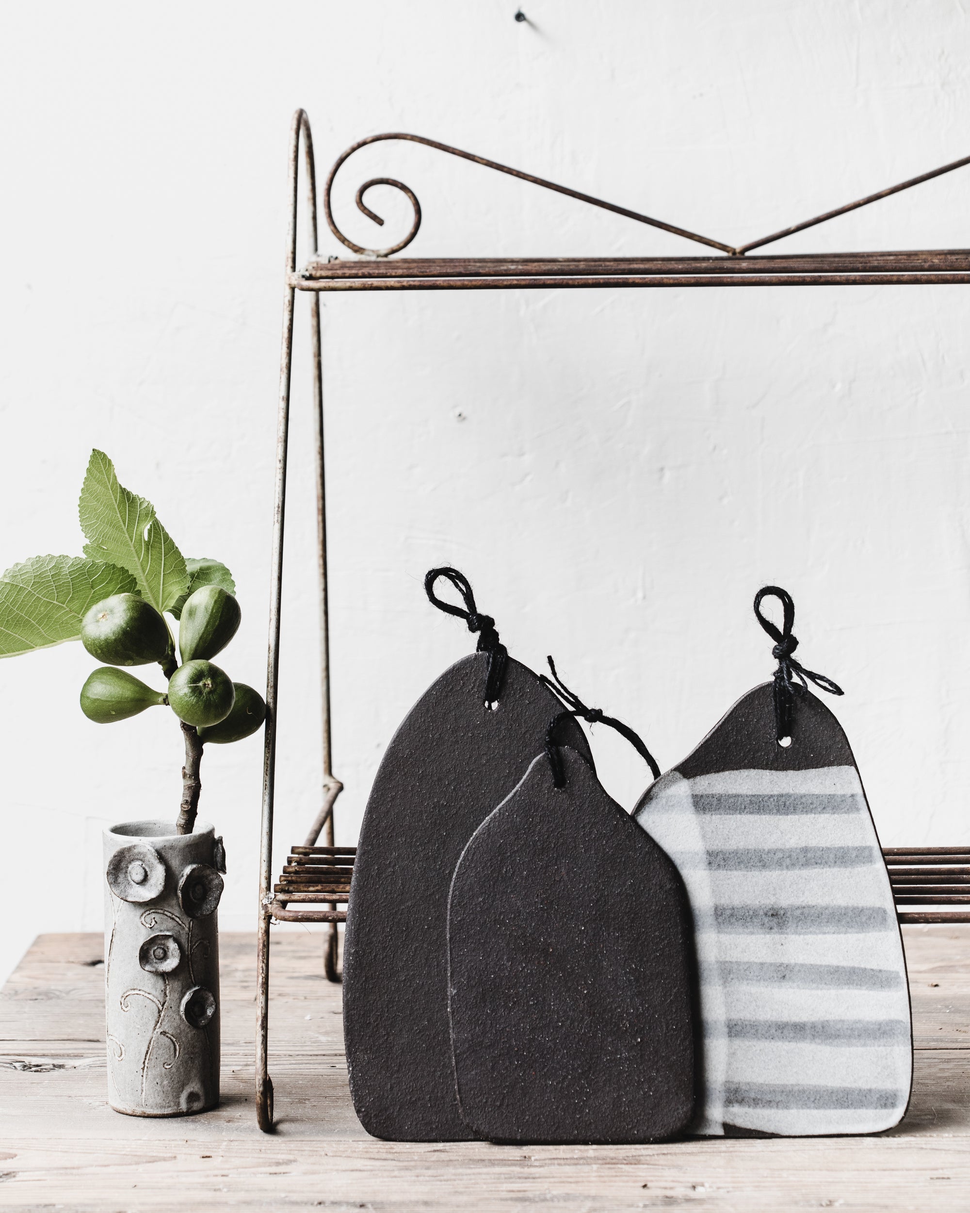 Gritty black and black and white handmade cheeseboards by clay beehive ceramics