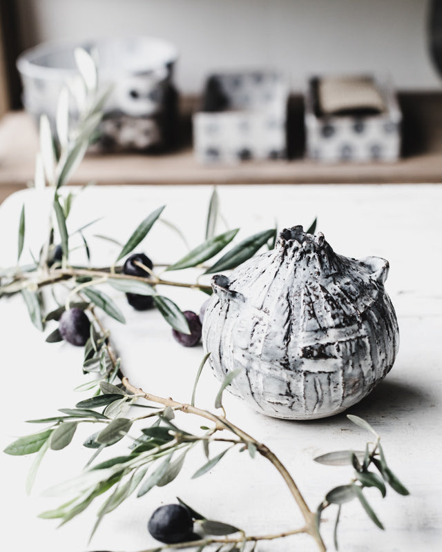 Ancient hand made rustic textured bud vases by clay beehive ceramics