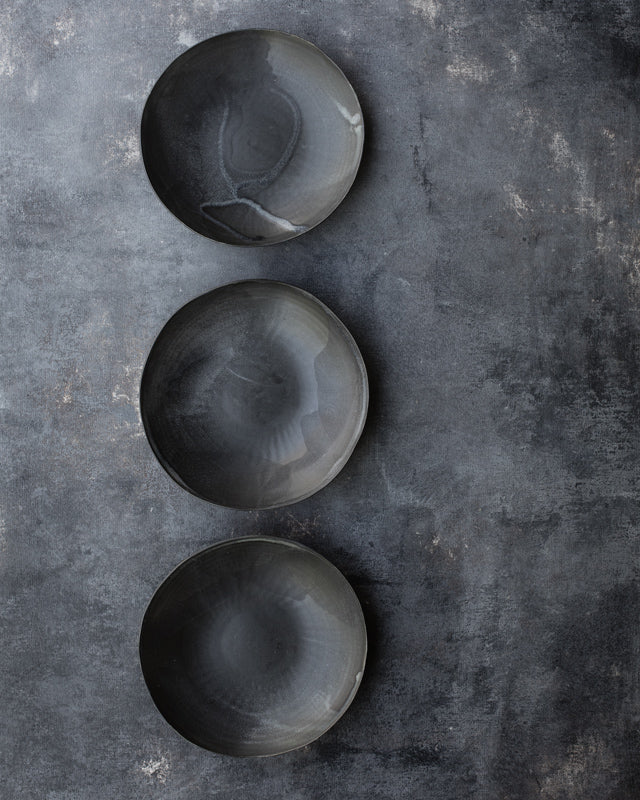 matte black ceramic shallow bowl/plate handmade by clay beehive ceramics