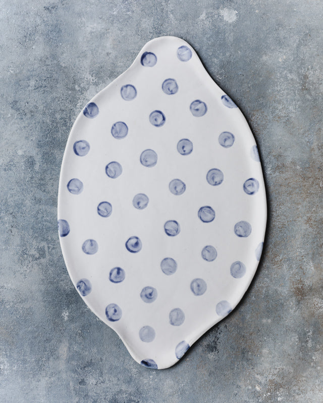 Large Polka dot & Stripes Platters with side handles  (Larger 42-44cm Length)