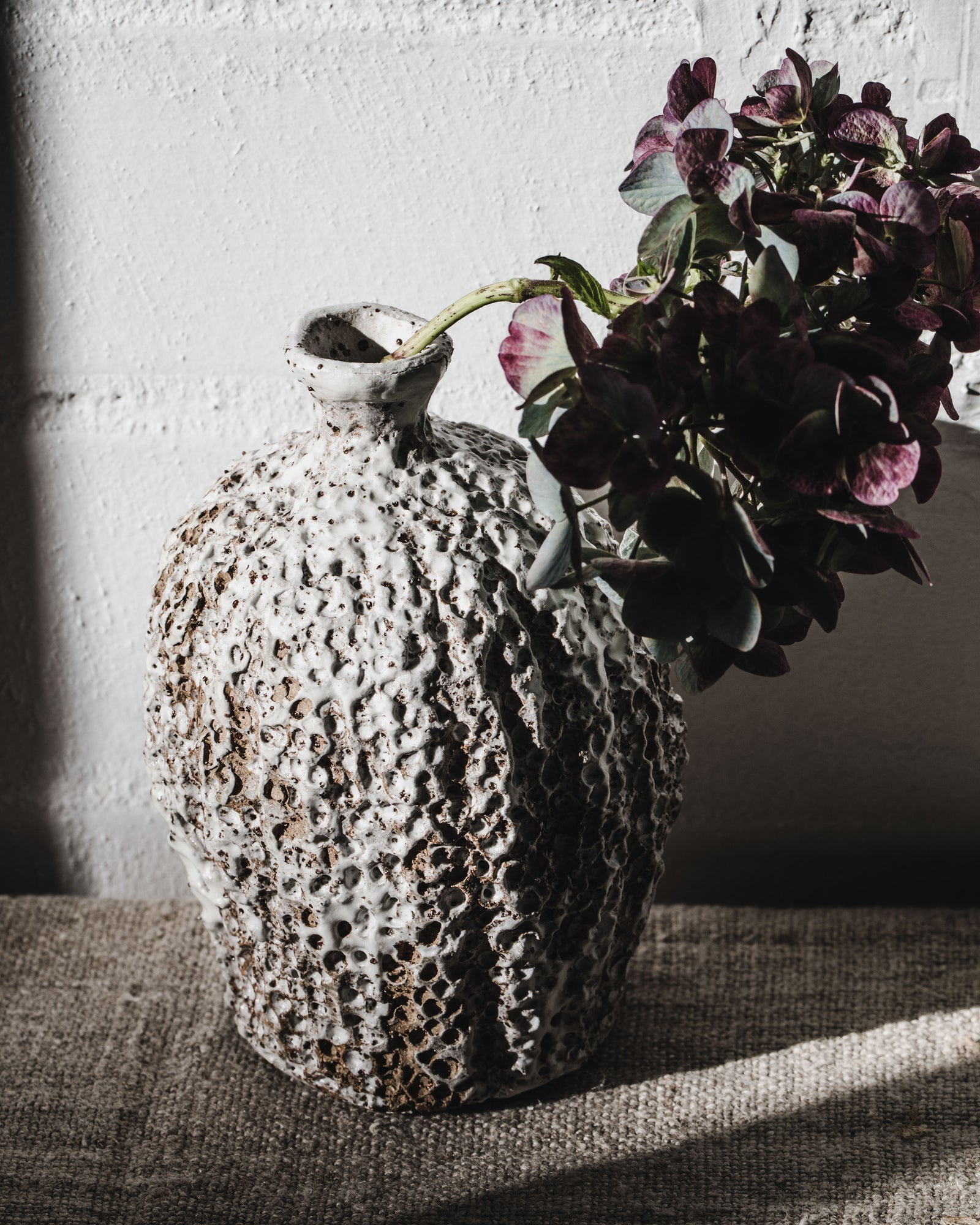 Rustic textured bud vase heavily textured handmade by Clay Beehive Ceramics