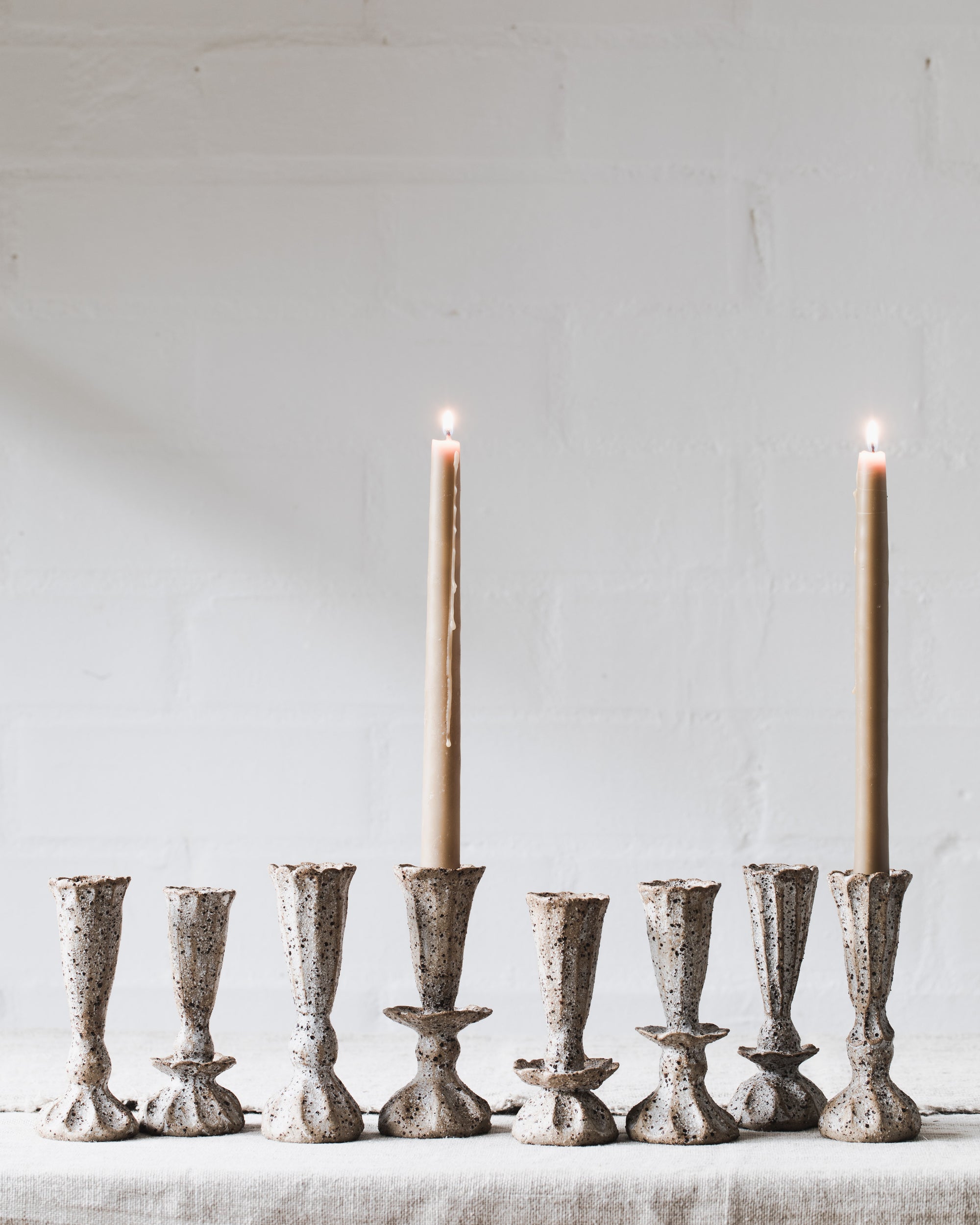 Rustic candlestick holders for tapered and standard candles handmade by Clay Beehive ceramics 
