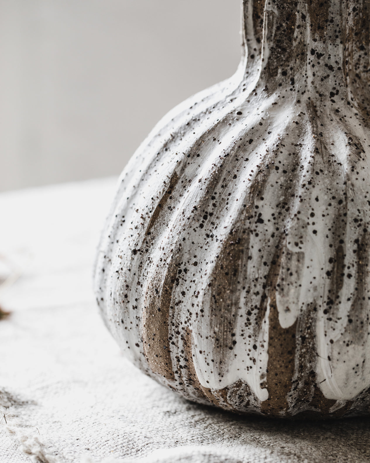 Rustic large voluptuous pod vase with tall neck handmade by clay beehive ceramics