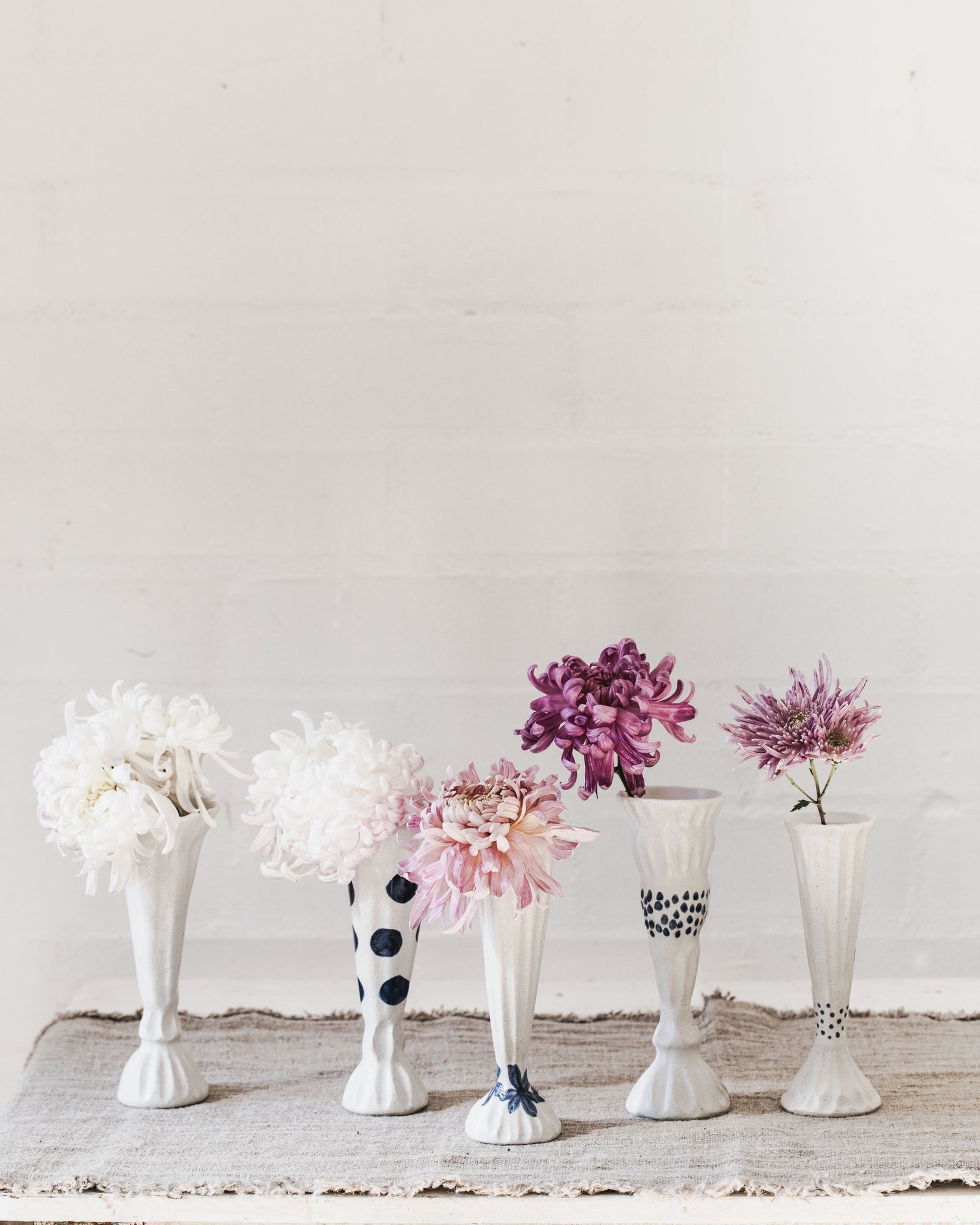 Blue and White ceramic pedestal vase handmade by clay beehive ceramics