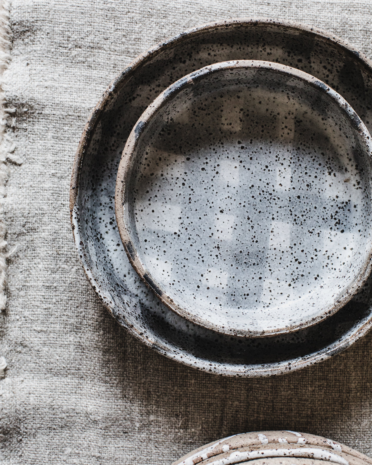 
Medium sized high sided handmade rustic dinner plates created by clay beehive ceramics