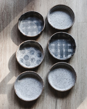 
Medium sized high sided handmade rustic dinner plates created by clay beehive ceramics