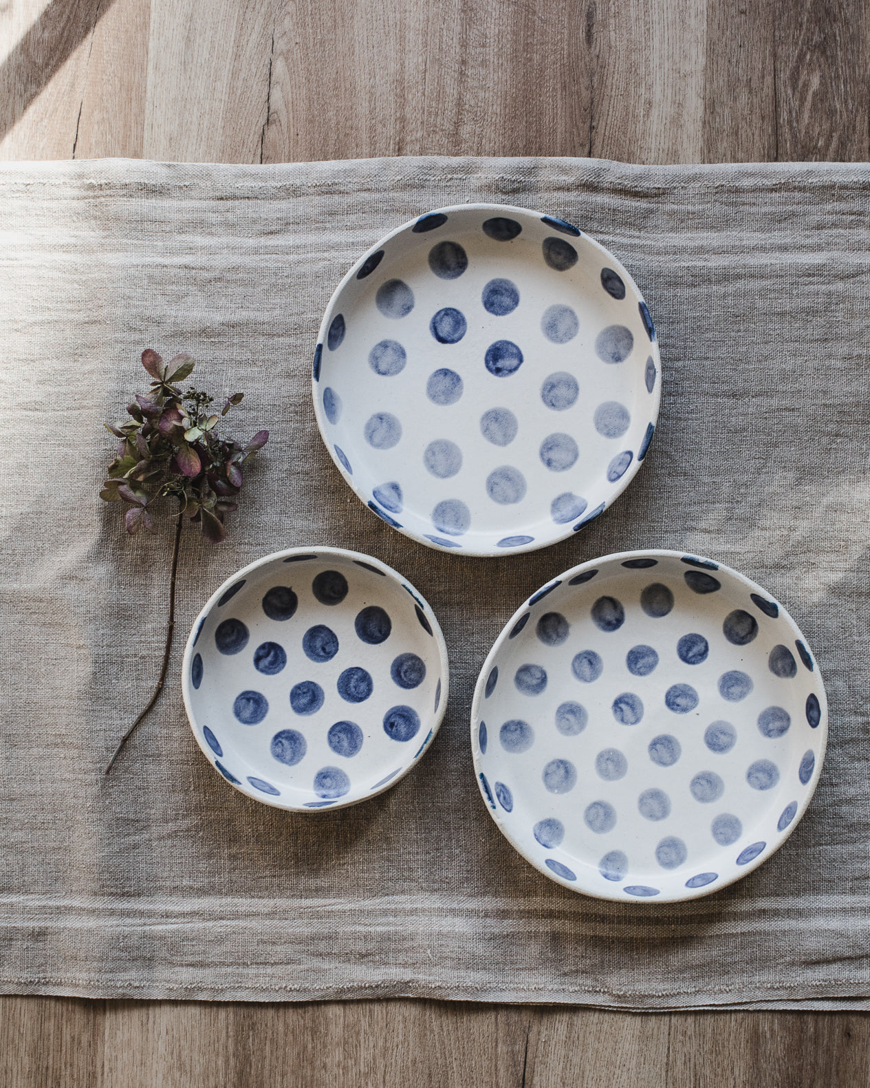 Polka Dot plates handmade by clay beehive ceramics 