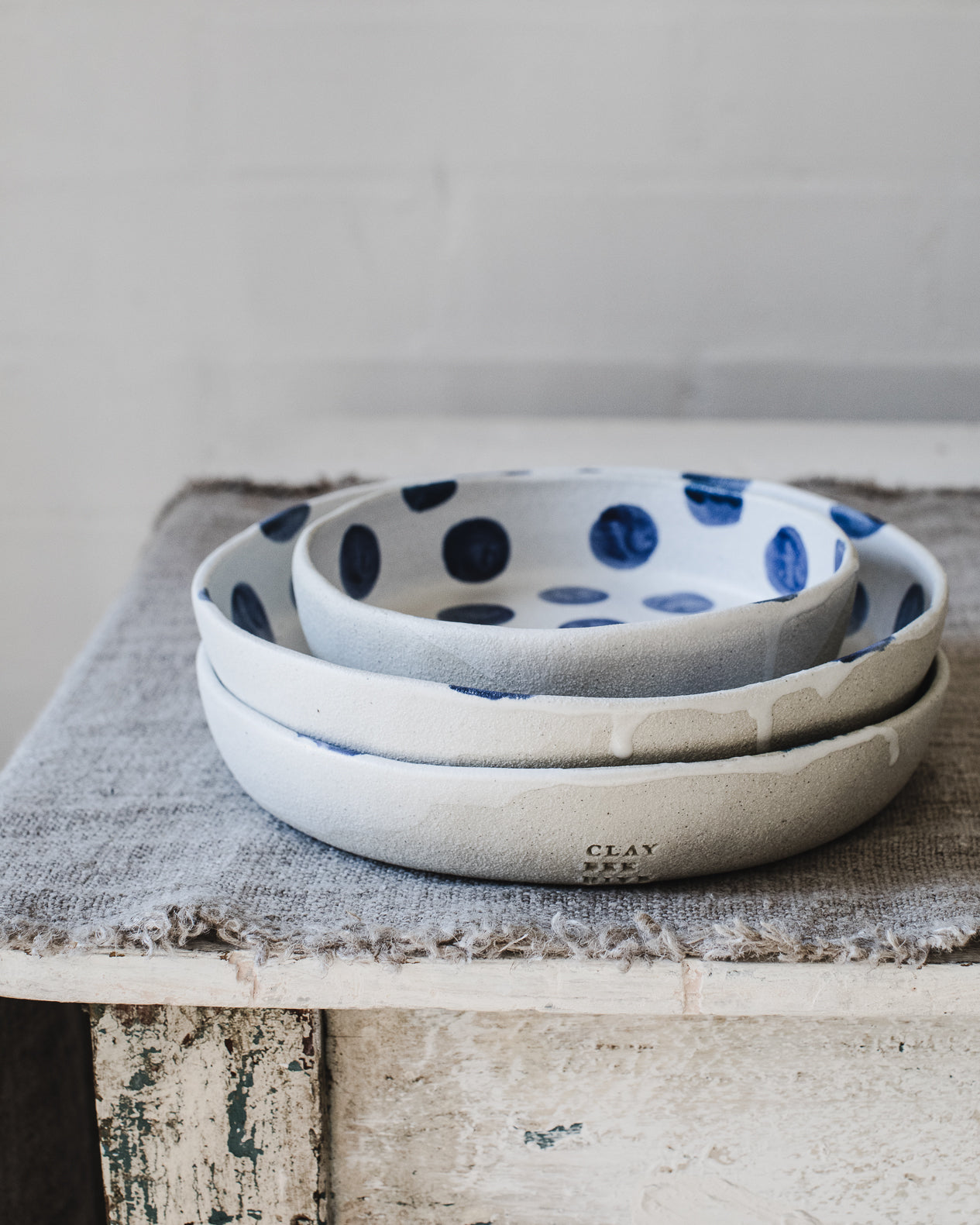 Polka Dot plates handmade by clay beehive ceramics 