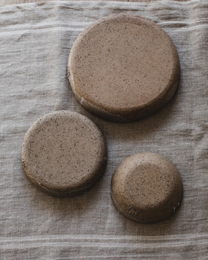 Rustic dinner plates base, Top is large size, left middle in medium sized and bottom is the breakfast bowl 