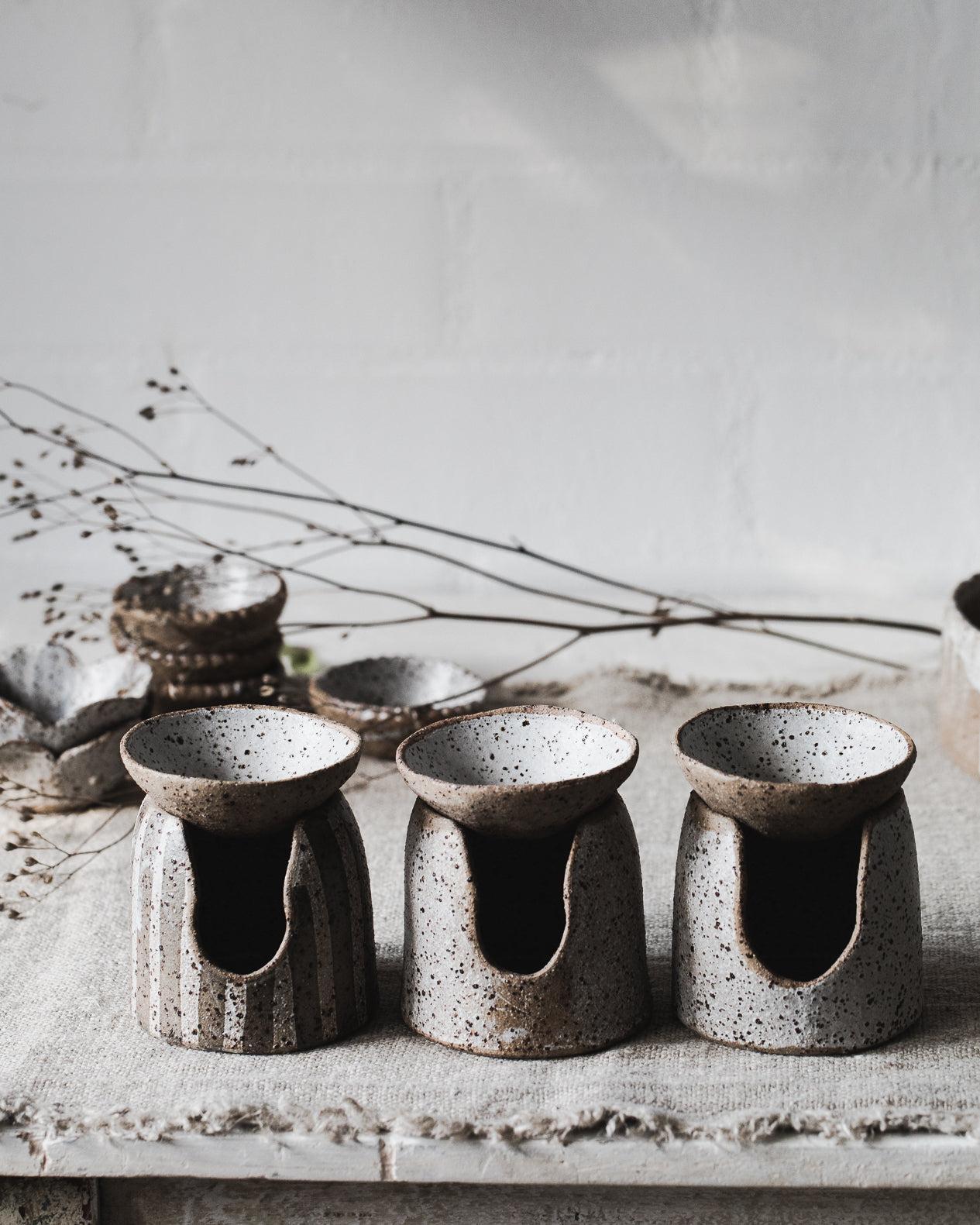 Rustic Speckled Oil Burner handcrafted by clay beehive ceramics