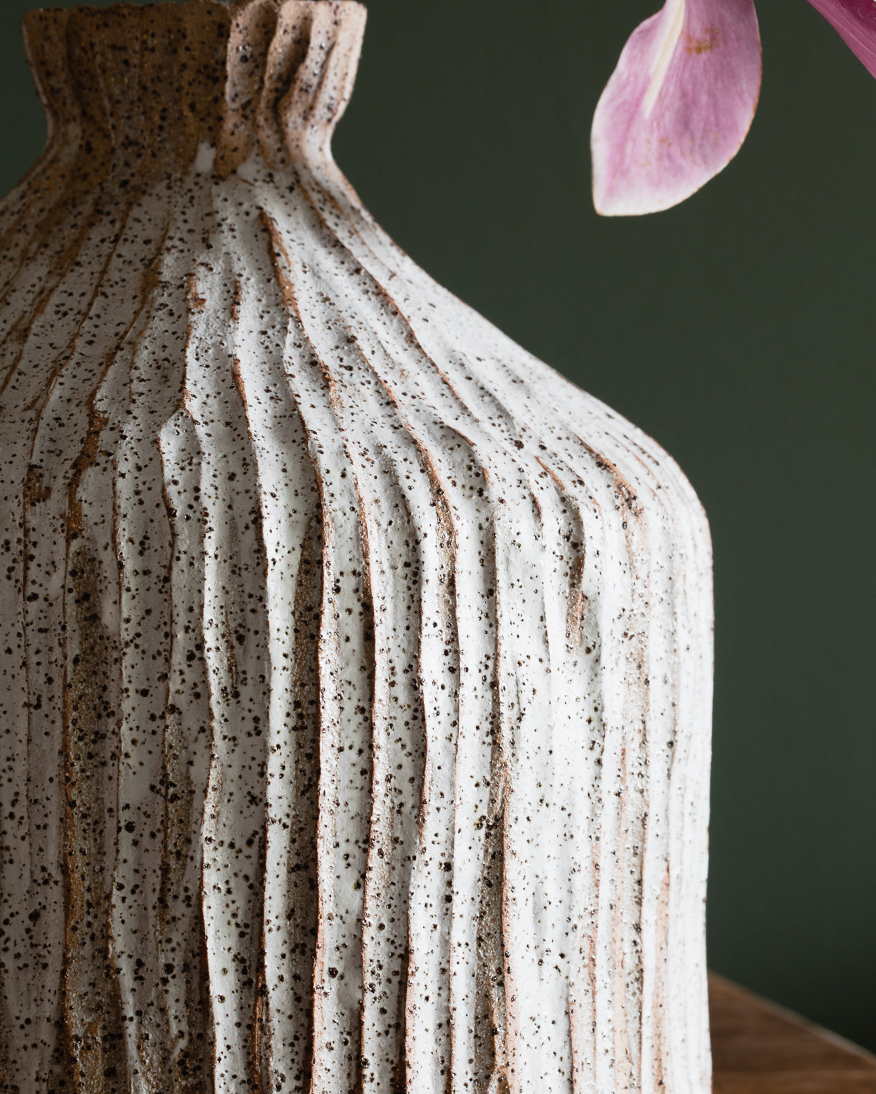 Extra Large Wide Fluted vessel with collared neck