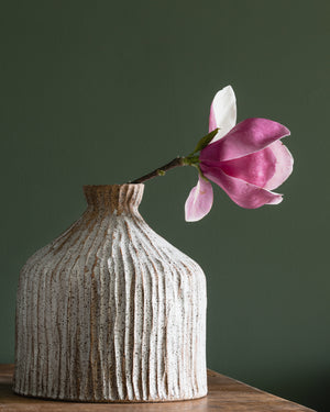 Extra Large Wide Fluted vessel with collared neck