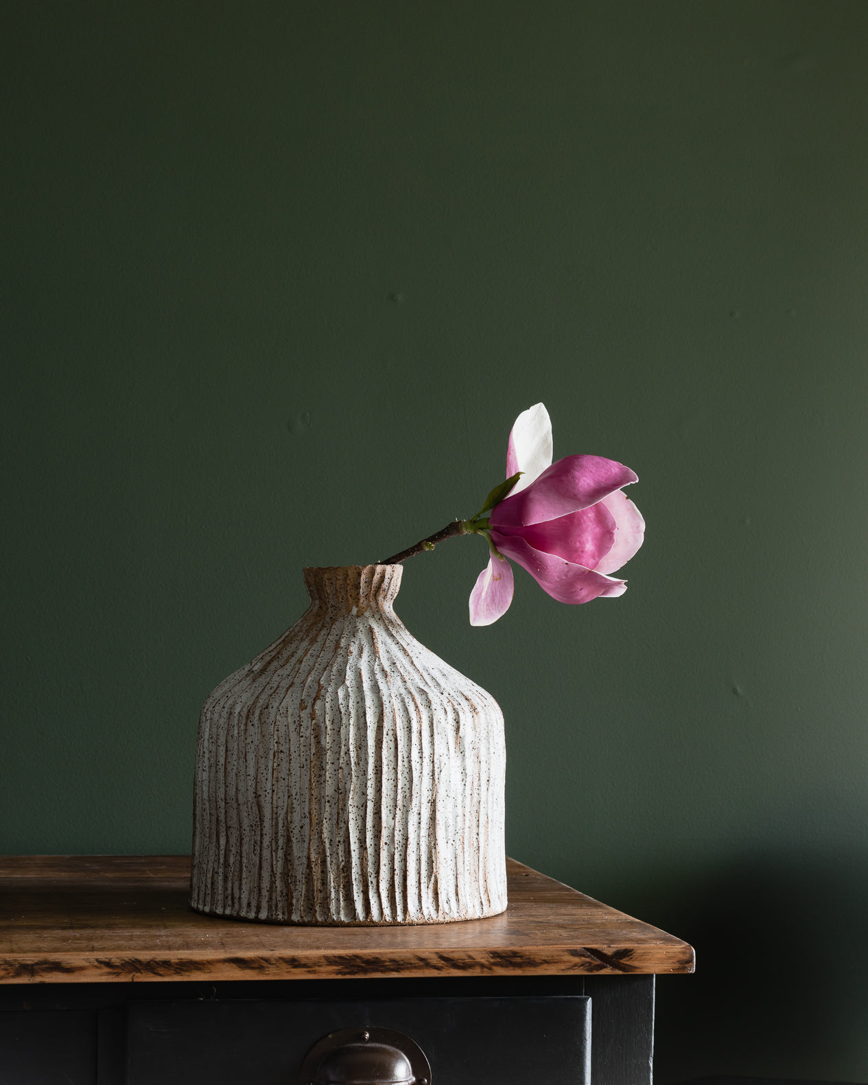 Extra Large Wide Fluted vessel with collared neck