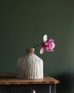 Extra Large Wide Fluted vessel with collared neck