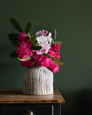 Extra Large Wide Fluted vessel with collared neck