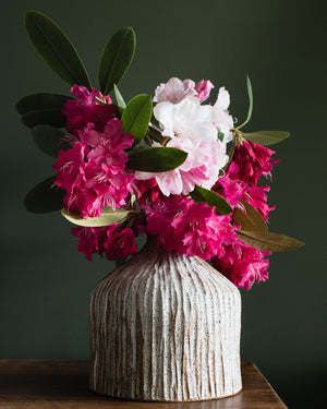 Extra Large Wide Fluted vessel with collared neck