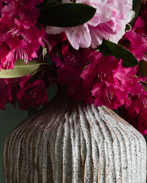 Extra Large Wide Fluted vessel with collared neck