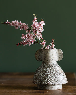 Textured grey and white speckled bud vases