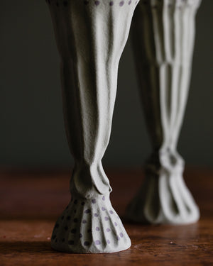 Green & White Pedestal Vases