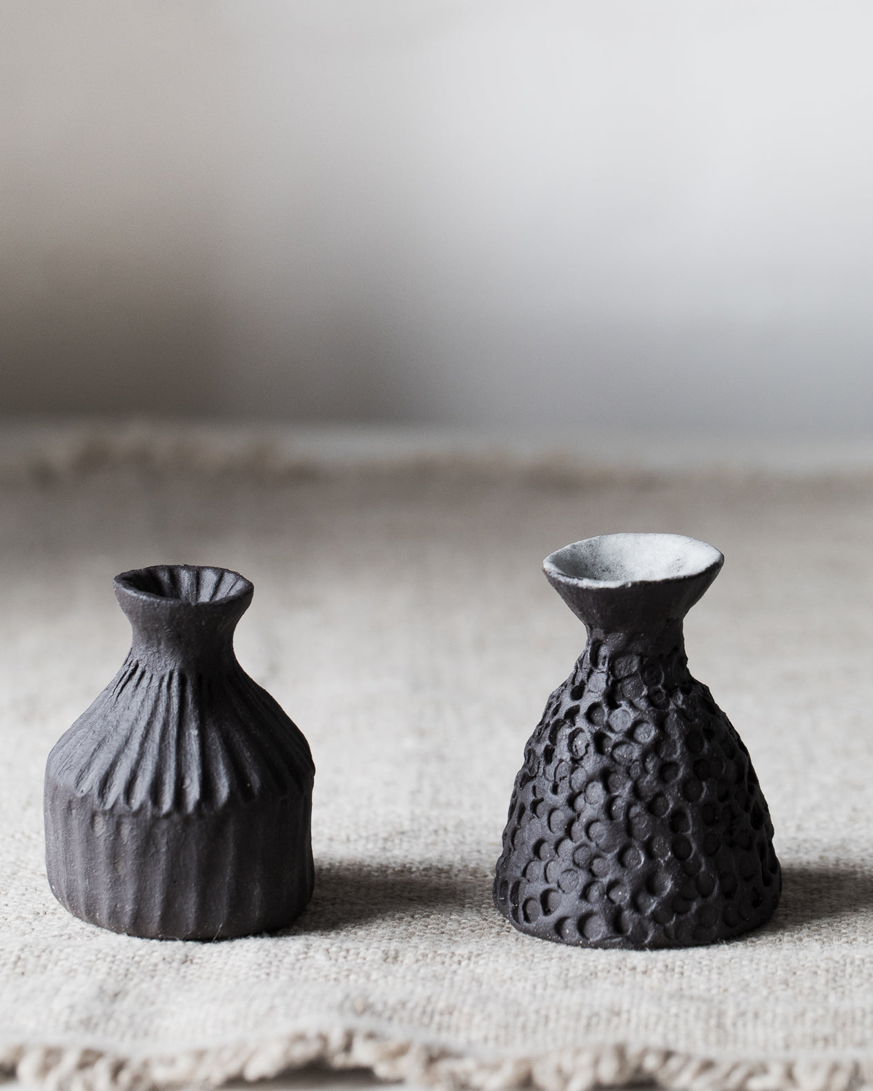 Mini Rustic Black Bud Vases (sold as a pair)