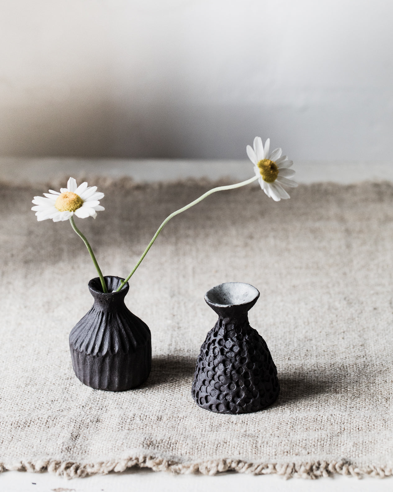 Mini Rustic Black Bud Vases (sold as a pair)