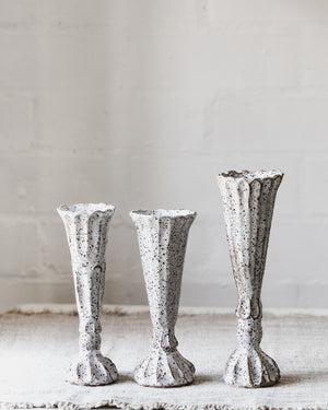 Speckled White Pedestal Vases
