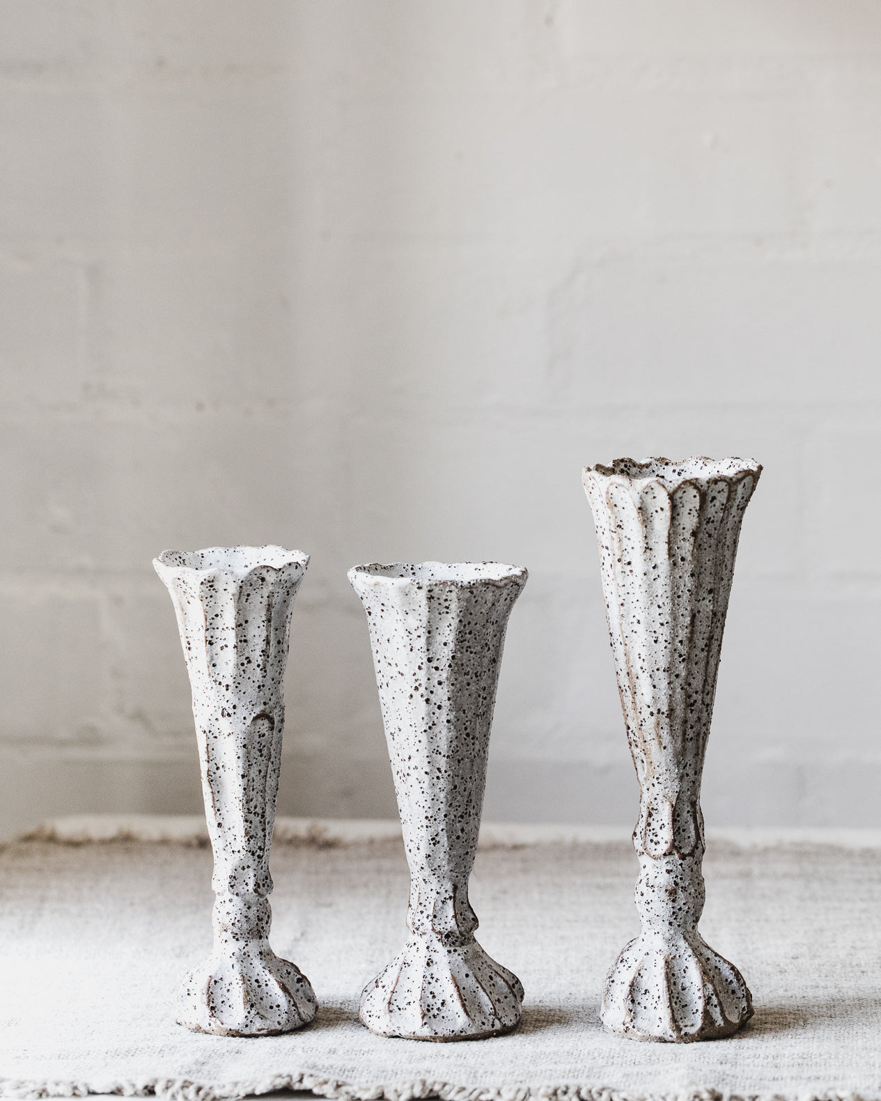 Speckled White Pedestal Vases