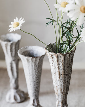 Speckled White Pedestal Vases