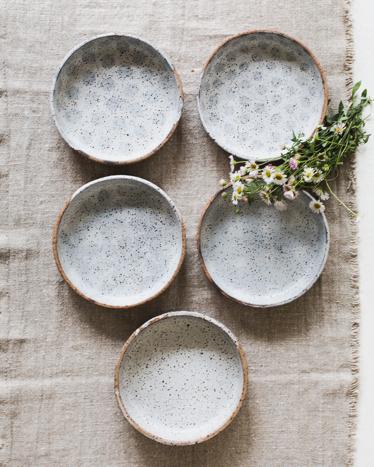 Medium Sized Gritty Rustic Plates with high Rims