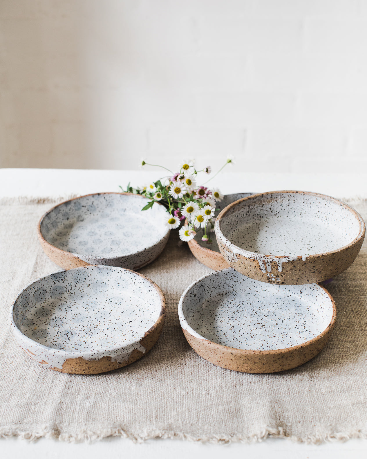 Medium Sized Gritty Rustic Plates with high Rims