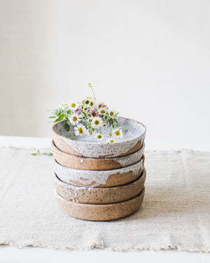 Medium Sized Gritty Rustic Plates with high Rims