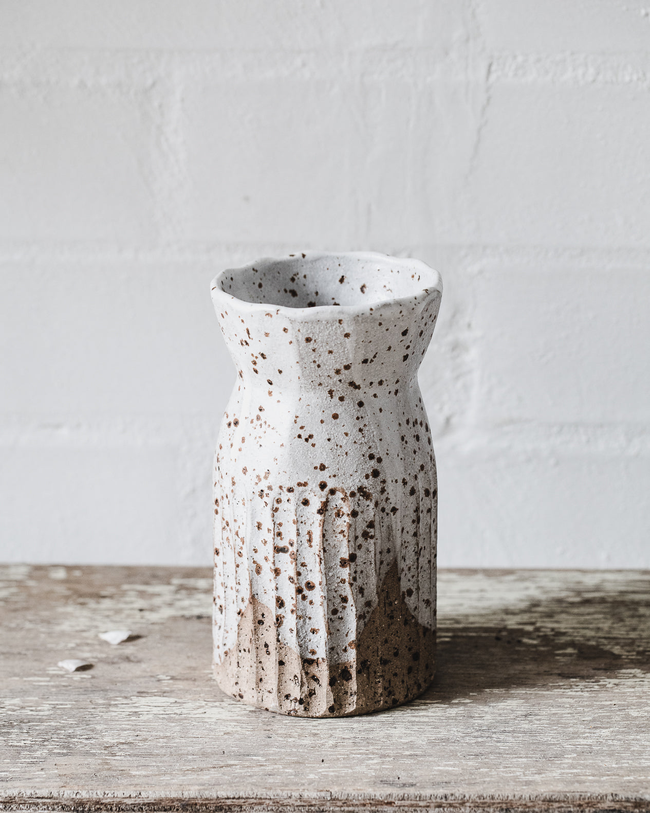 Rustic speckled farmhouse vase handmade by clay beehive ceramics