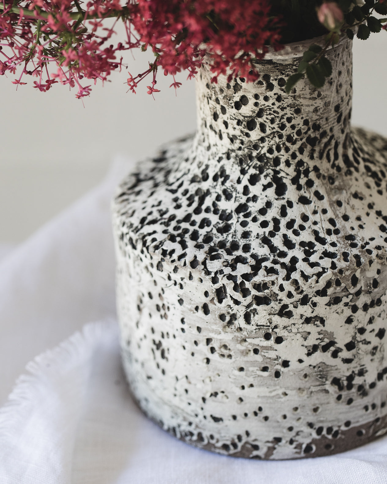 ceramic textured aged vase handmade by clay beehive 