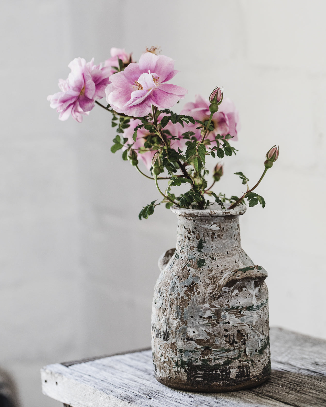 Rustic paint patina milk jug vase hand made by clay beehive ceramics