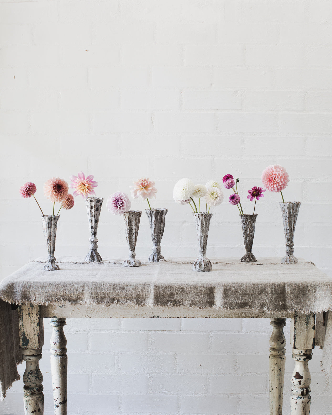 Rustic pedestal bud / posy vases handmade by clay beehive ceramics