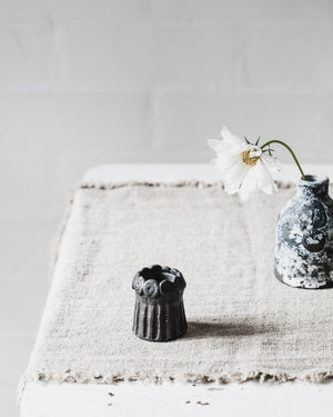 Black candlestick holders handmade by clay beehive ceramics 