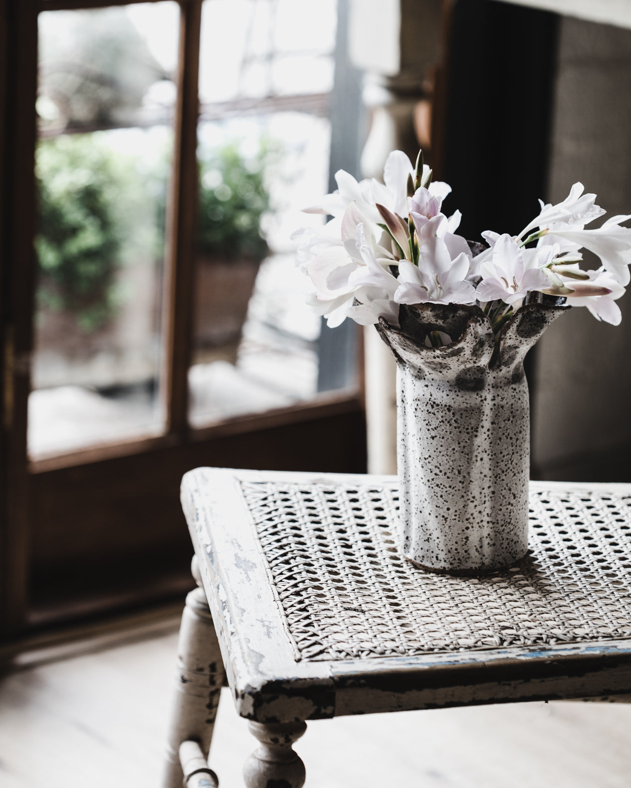Rustic speckled polka dot floating petal vase by clay beehive ceramics