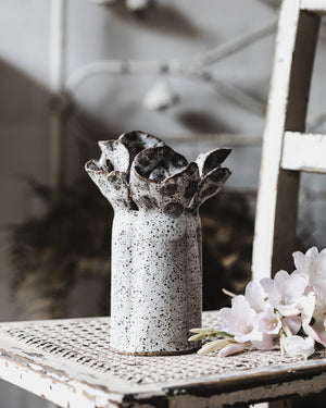 Rustic speckled polka dot floating petal vase by clay beehive ceramics