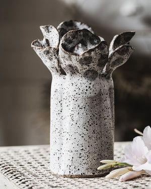 Rustic speckled Polka Dot Floating Petal Vase