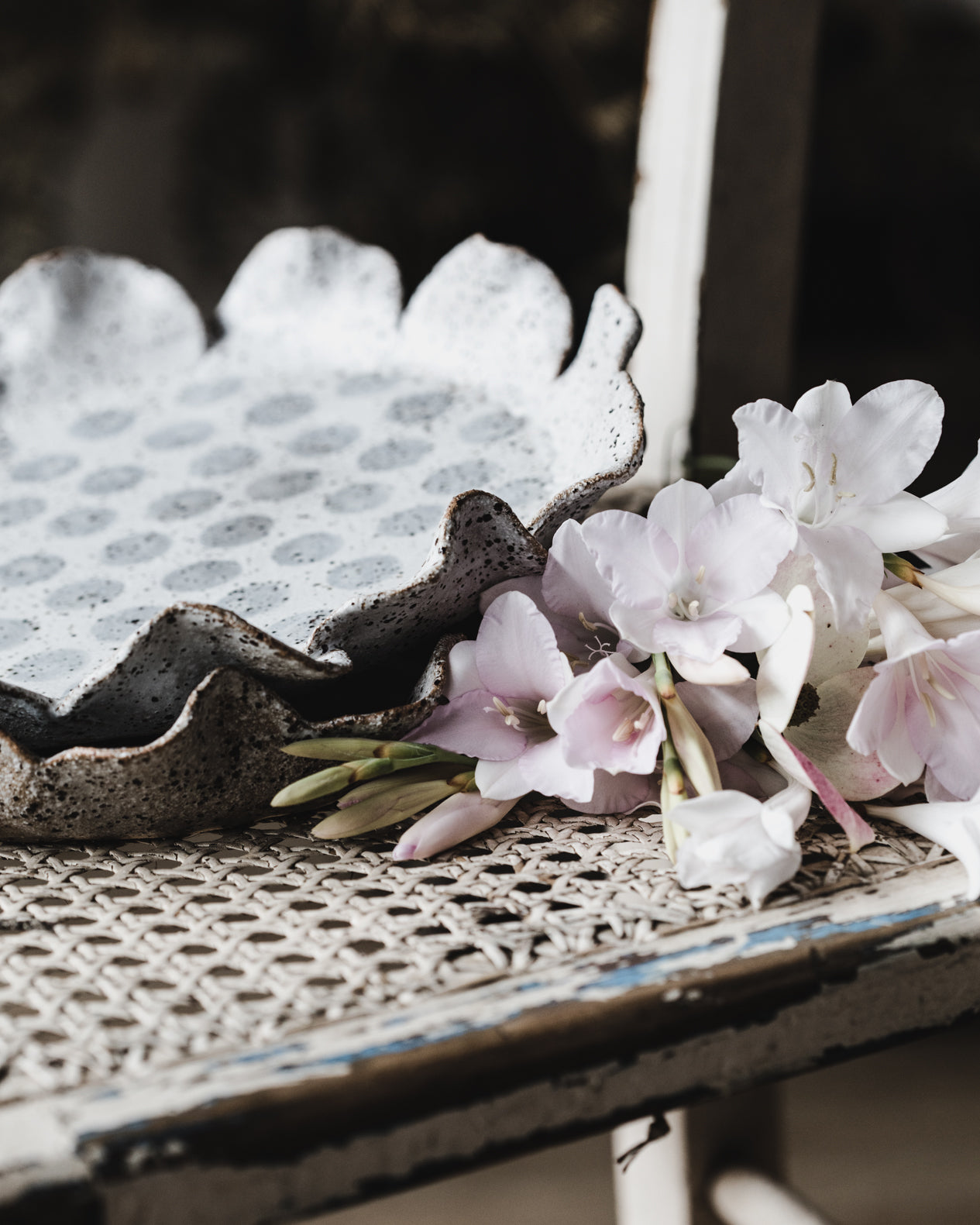 Polka Dot Flower Plate Large by clay beehive ceramics 