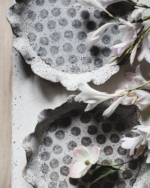 Polka Dot Flower Plate Large by clay beehive ceramics 