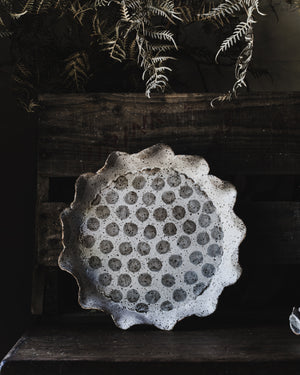 Polka Dot Flower Plate Large by clay beehive ceramics 