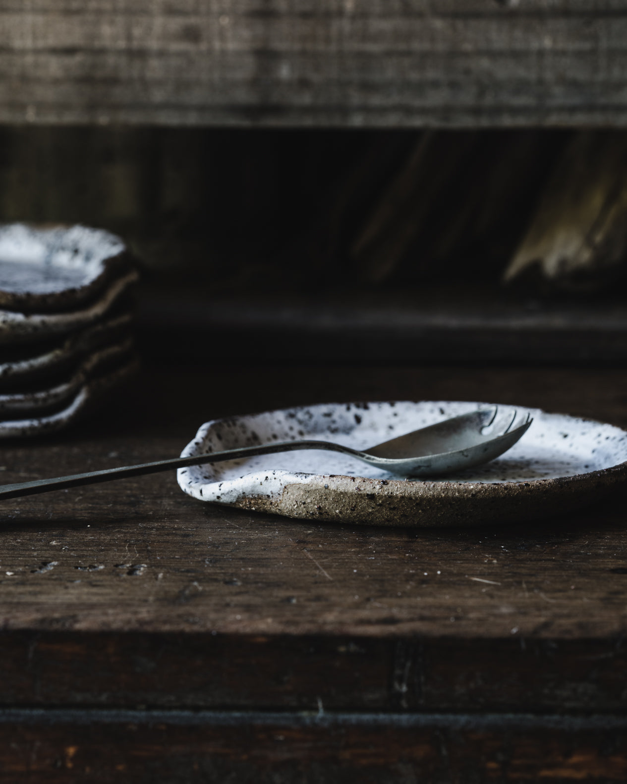 Rustic ceramic speckled spoon rest by Clay Beehive