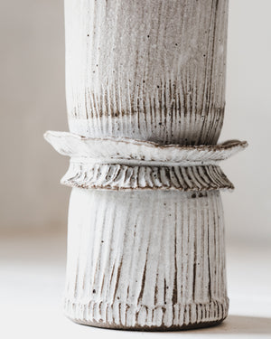 frilly textured tall vase handmade by clay beehive ceramics