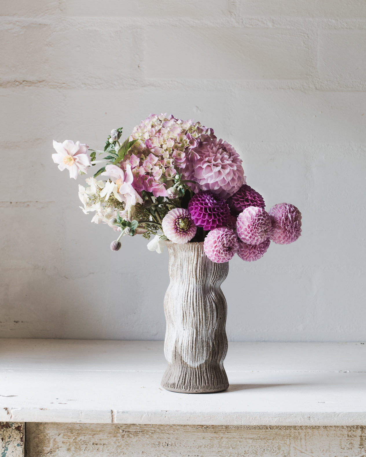 ceramic textured lines organic shaped rustic vase by clay beehive ceramics