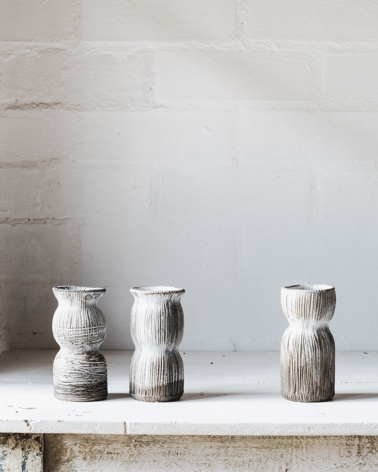 Handmade ceramic vases with textured surface handmade by clay beehive ceramics