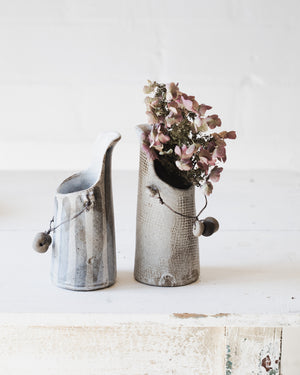 ceramic jugs/pitcher with rustic texture and wired ceramic handles handmade by clay beehive ceramics